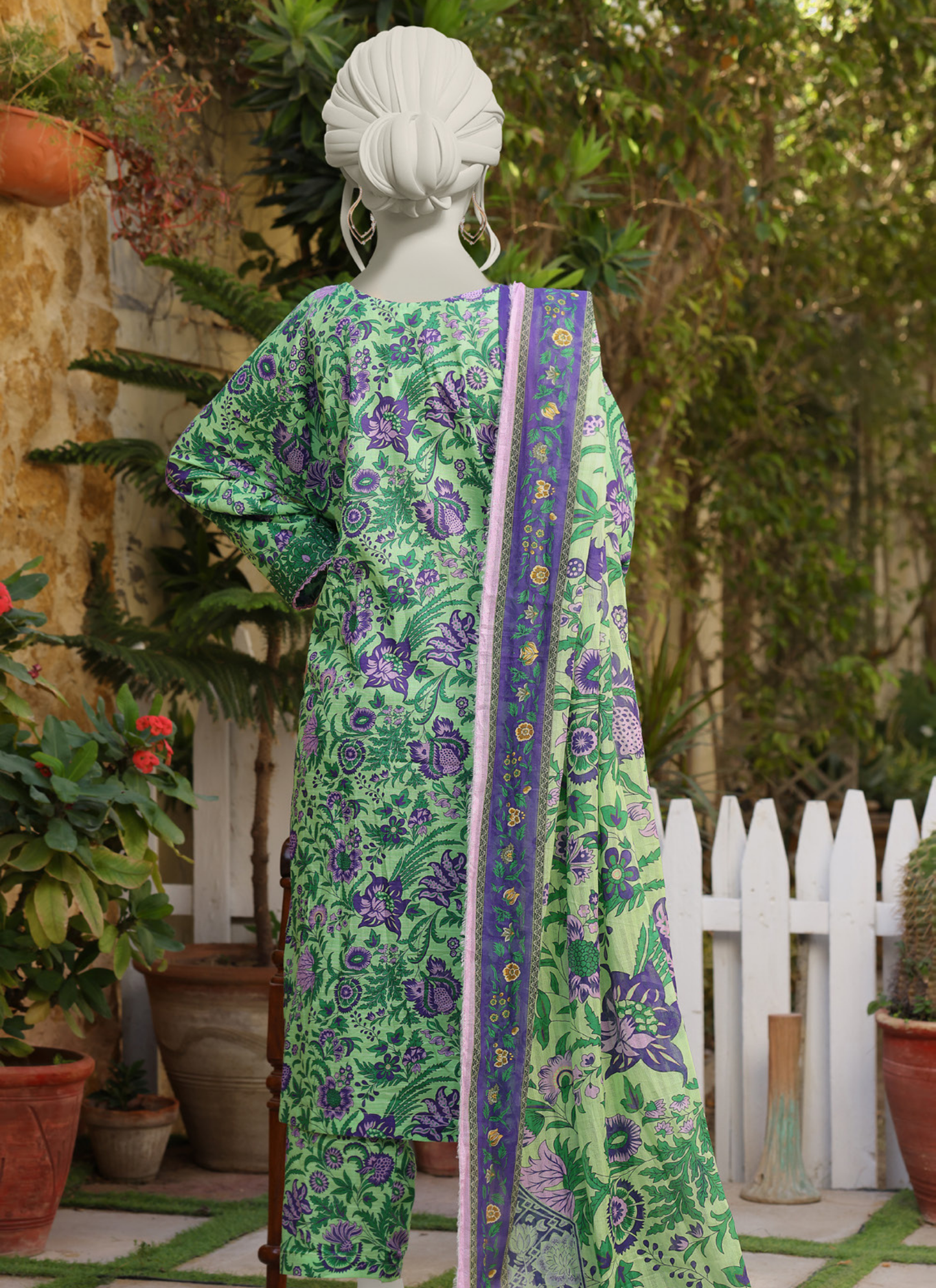 Almeerah Digital Printed Stripe Dora 3PC