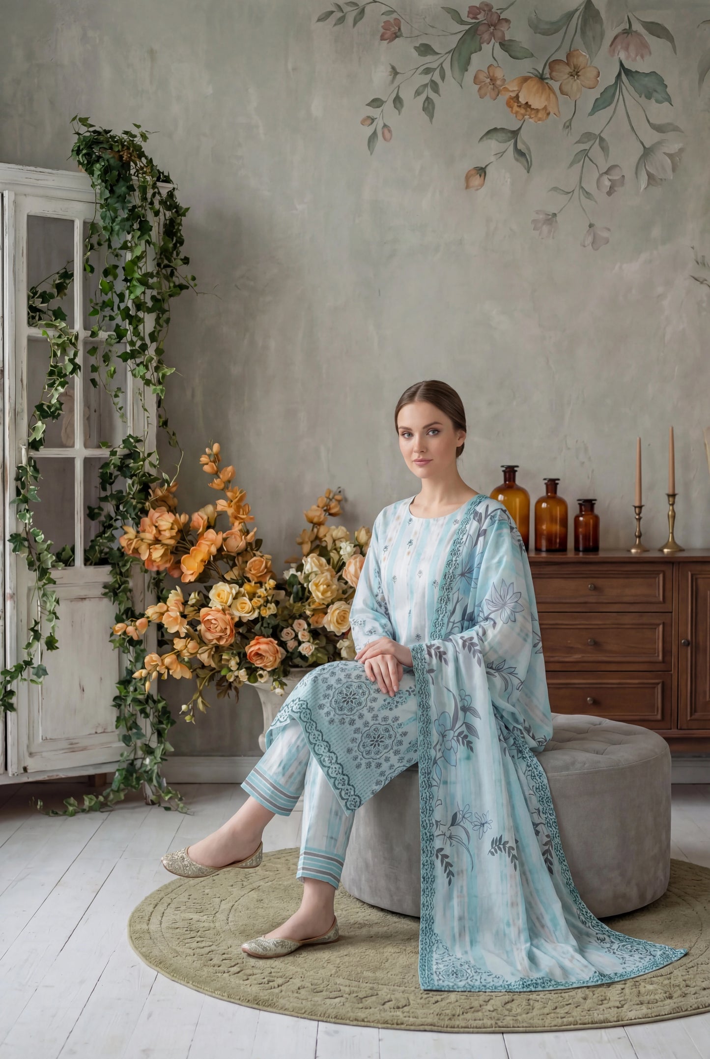 Zevek By Anaya Noor Printed & Chickenkari Lawn 3PC