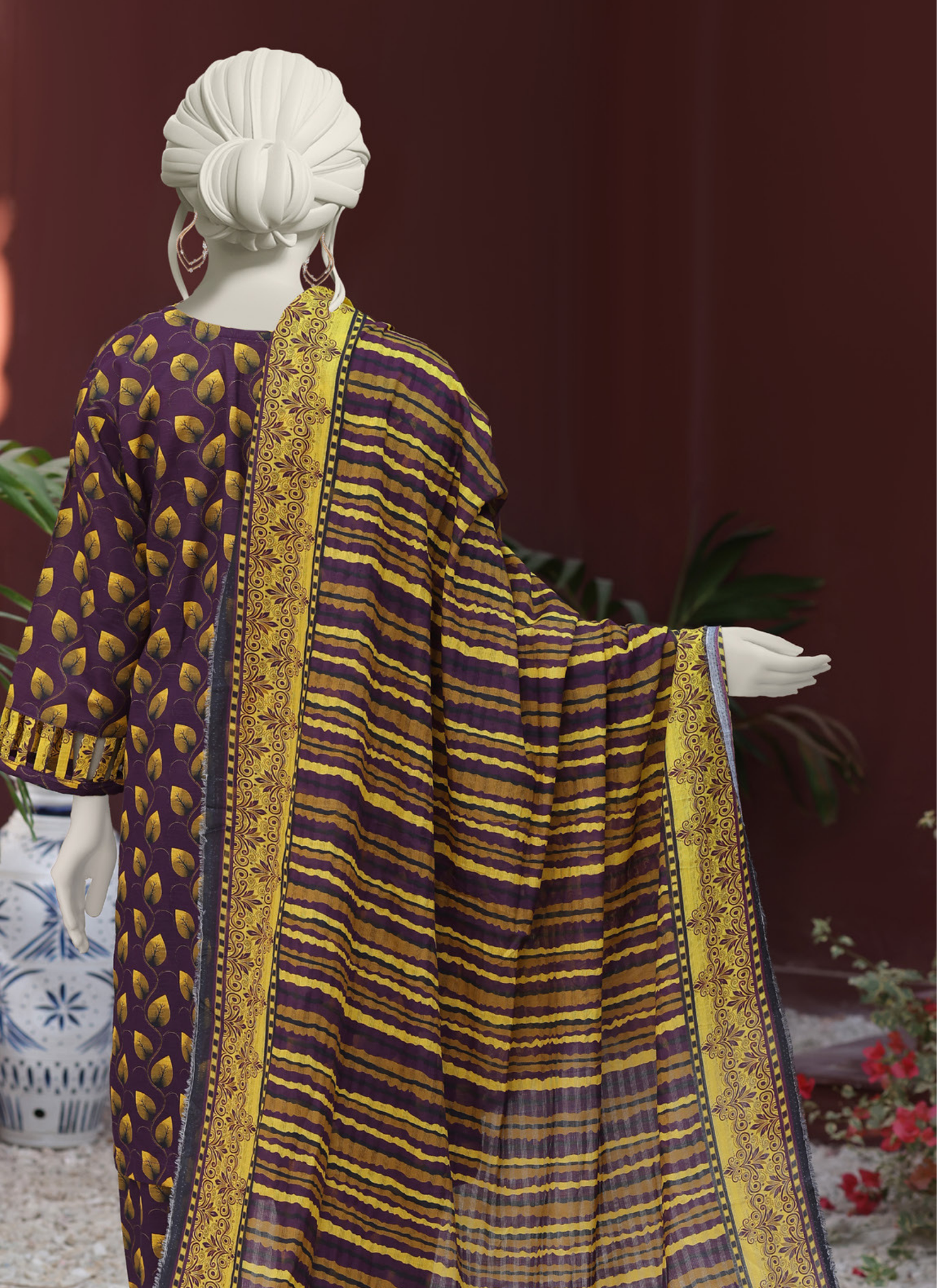 Almeerah Digital Printed Stripe Dora 3PC