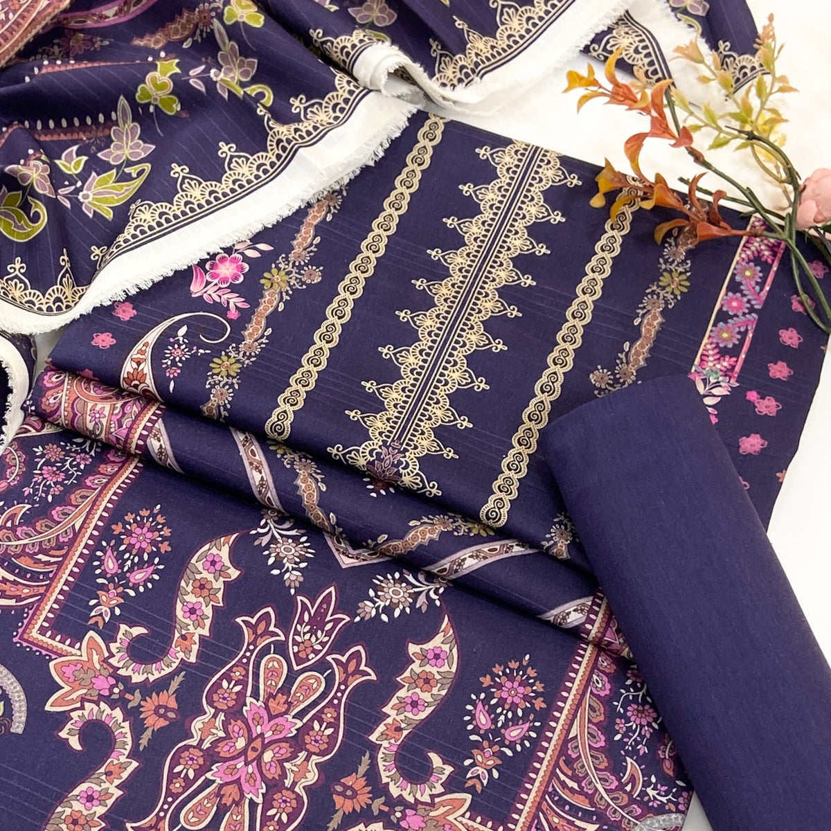 Zesh Printed Velvet Dora Viscose 3PC