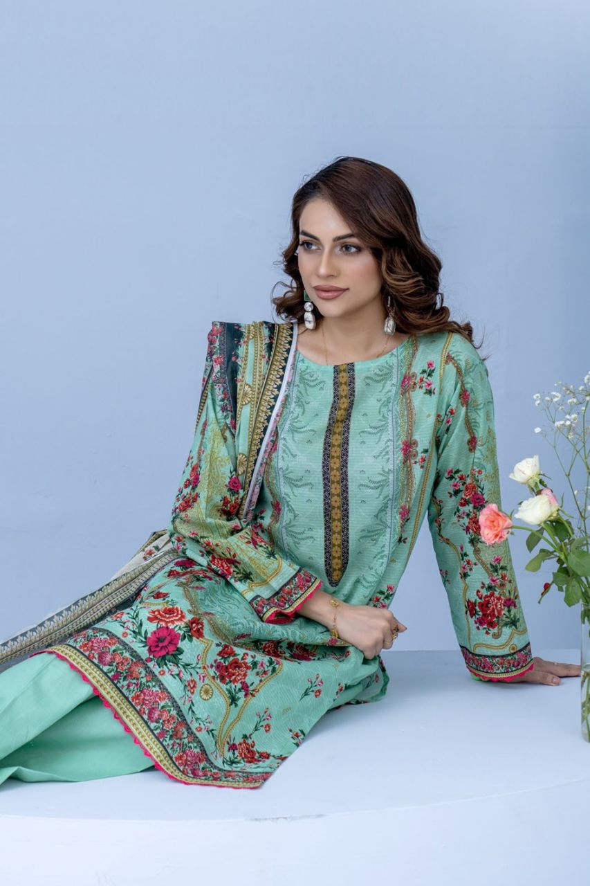Mojo Berry By Marooj Printed Bana Dora Lawn 3PC