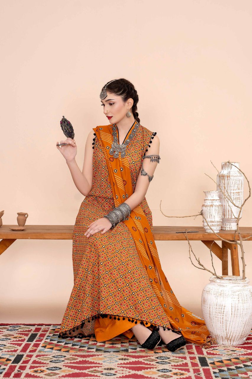 Ajrak By Premium Digital Printed Lawn 3PC