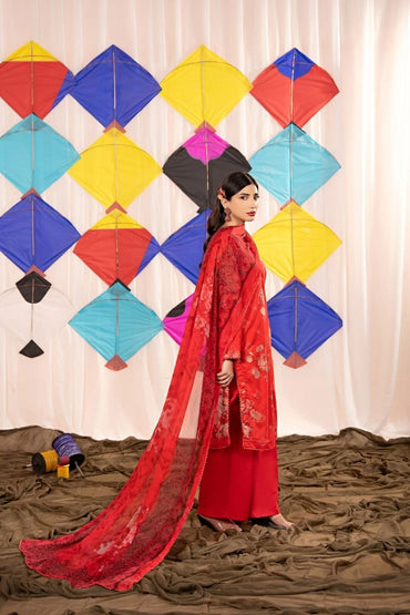 Zesh Airjet Printed Lawn With Bamber Chiffon Dupatta 3PC