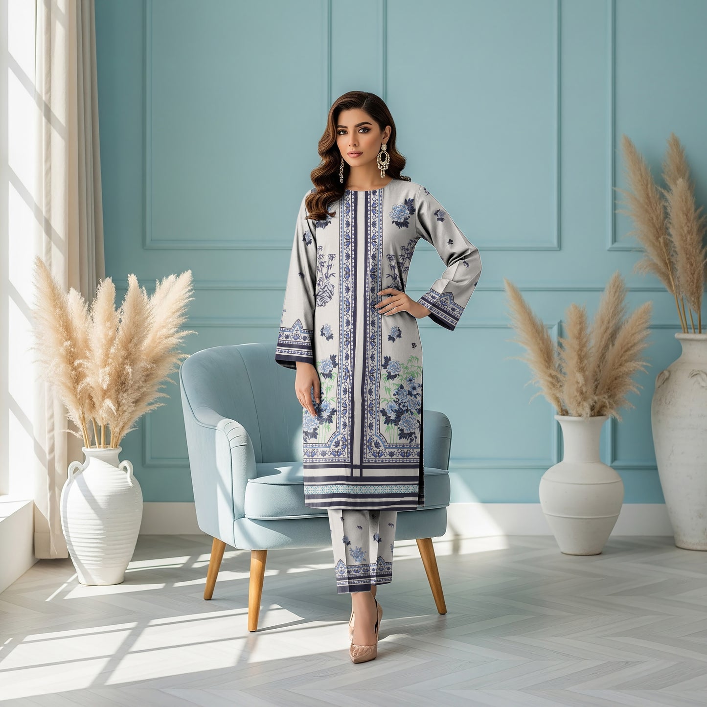 Anaya Noor Printed Lawn Co-ard Set 2PC