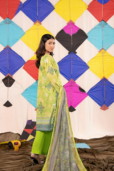 Zesh Airjet Printed Lawn With Bamber Chiffon Dupatta 3PC