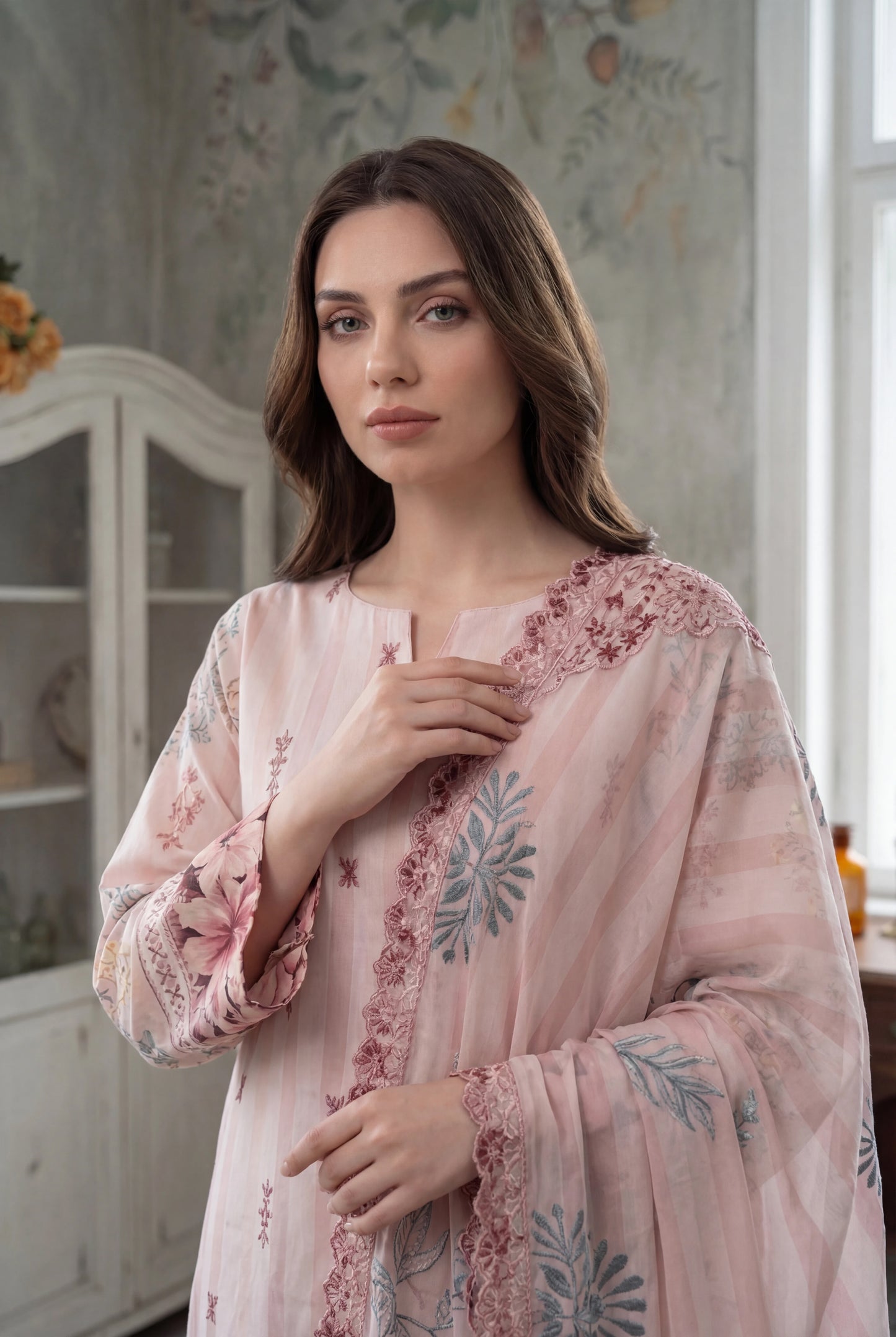Zevek By Anaya Noor Printed & Chickenkari Lawn 3PC