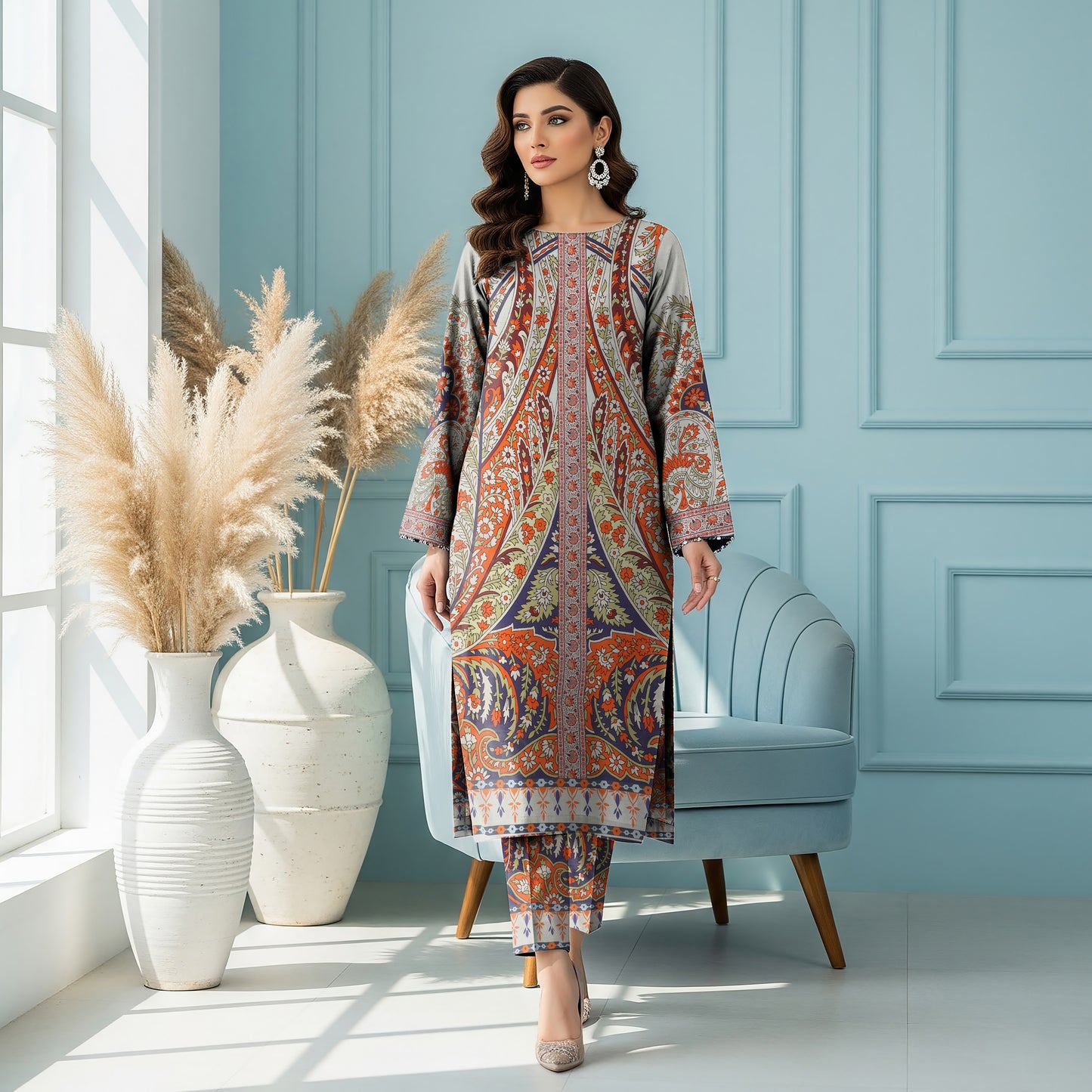 Anaya Noor Printed Lawn Co-ard Set 2PC