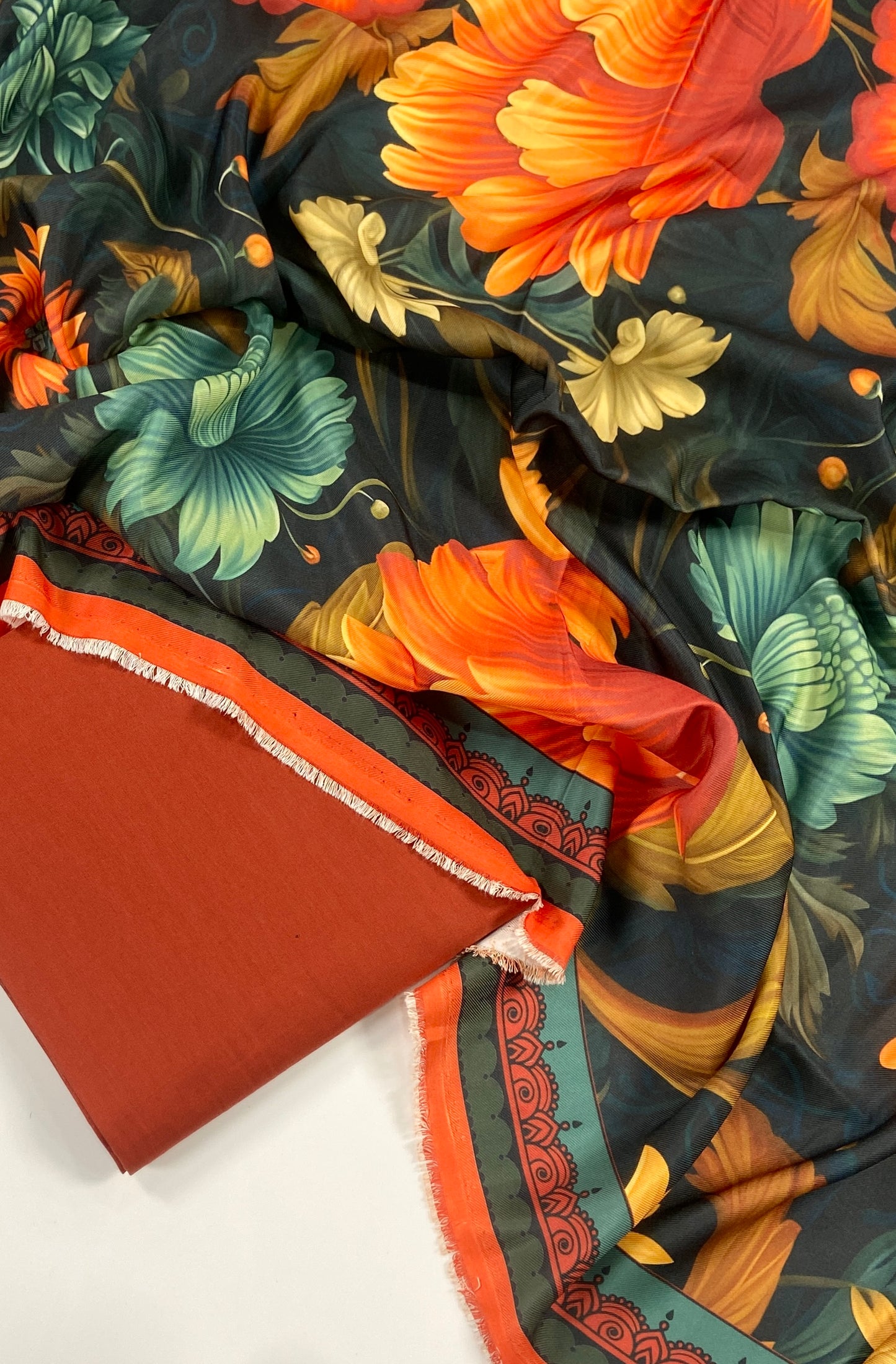Maria B Khaddar Dyed Matching Suit With Wool Shawl-3PC