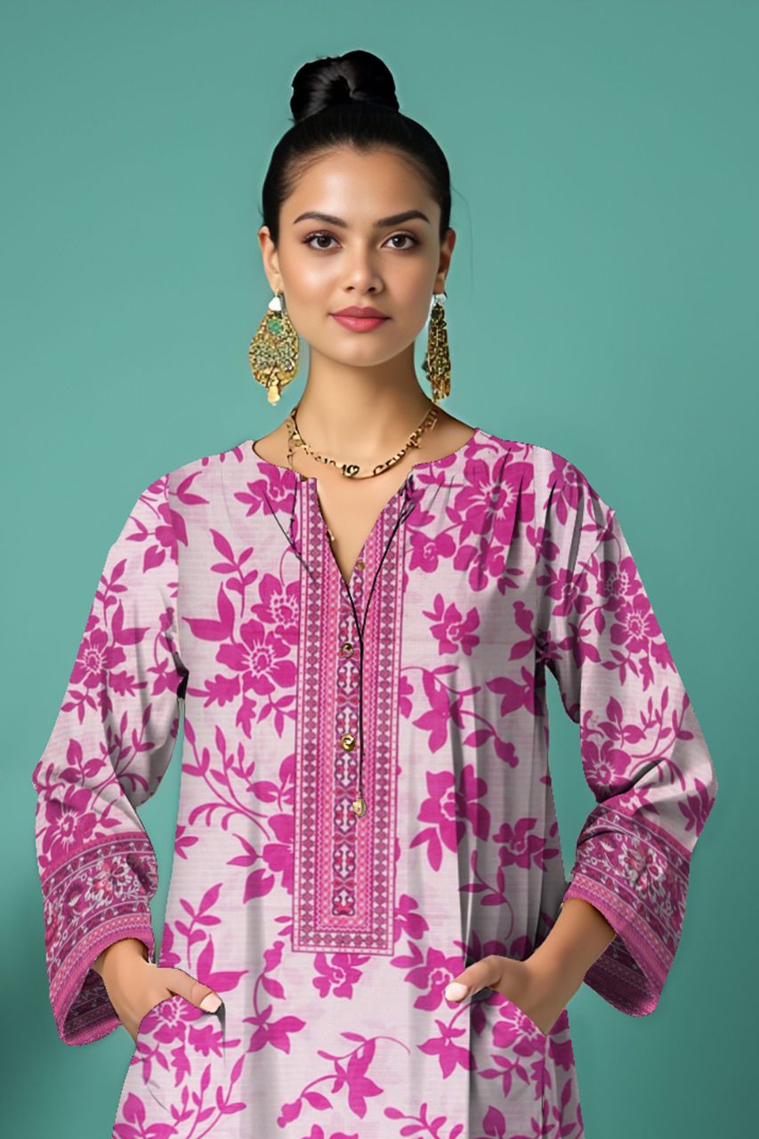 Wania Gold Premium Digital Printed Bana Dora Lawn 2PC
