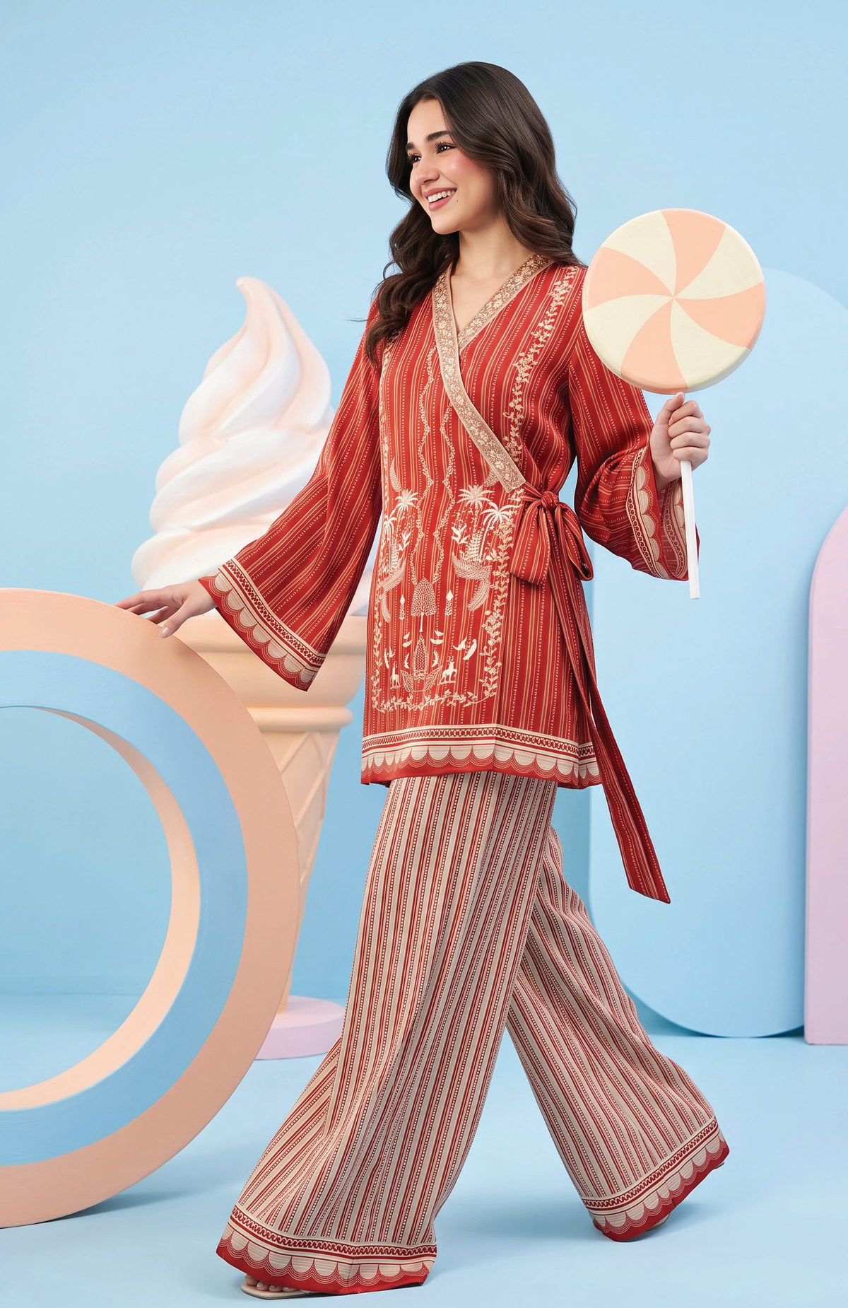 Zesh Winter Essential Printed Silk 2PC