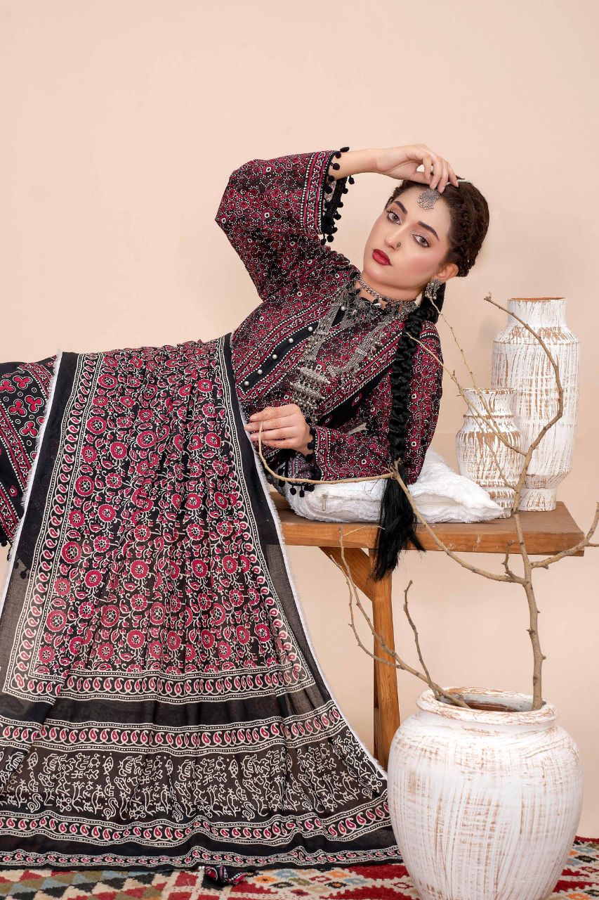 Ajrak By Premium Digital Printed Lawn 3PC