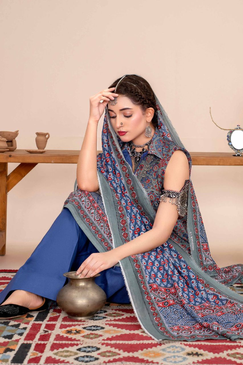 Ajrak By Premium Digital Printed Lawn 3PC