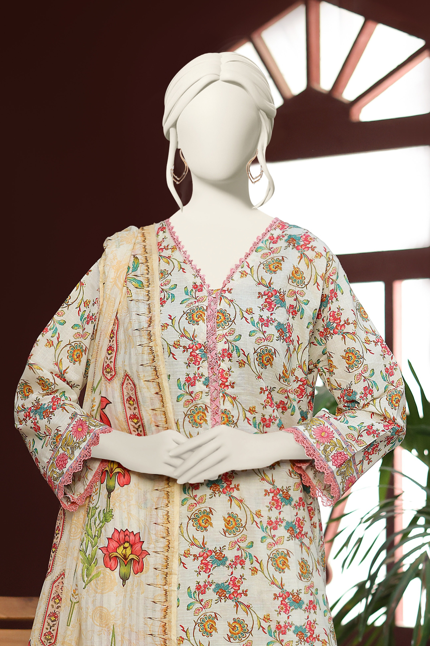 Almeerah Digital Printed Stripe Dora 3PC