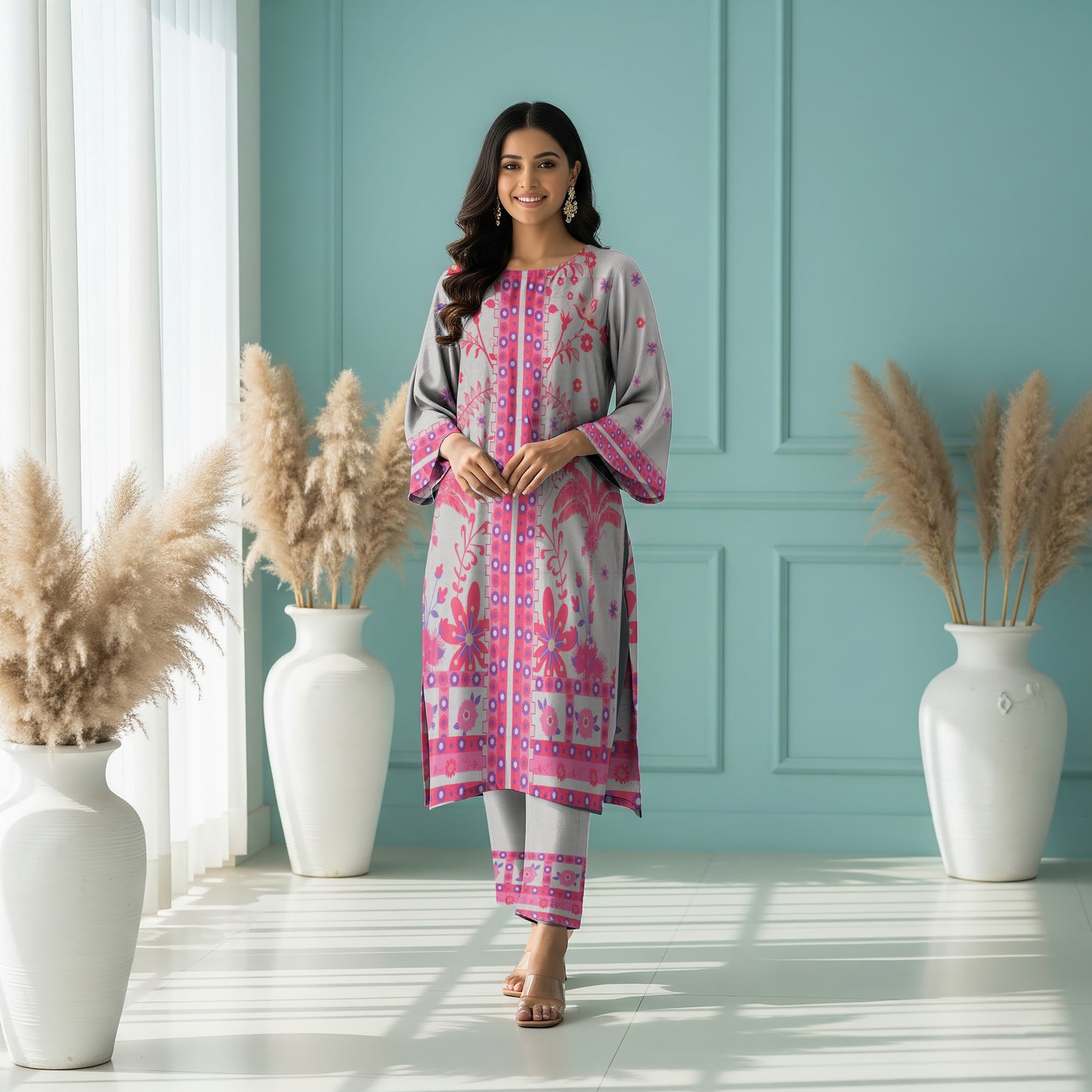 Anaya Noor Printed Lawn Co-ard Set 2PC