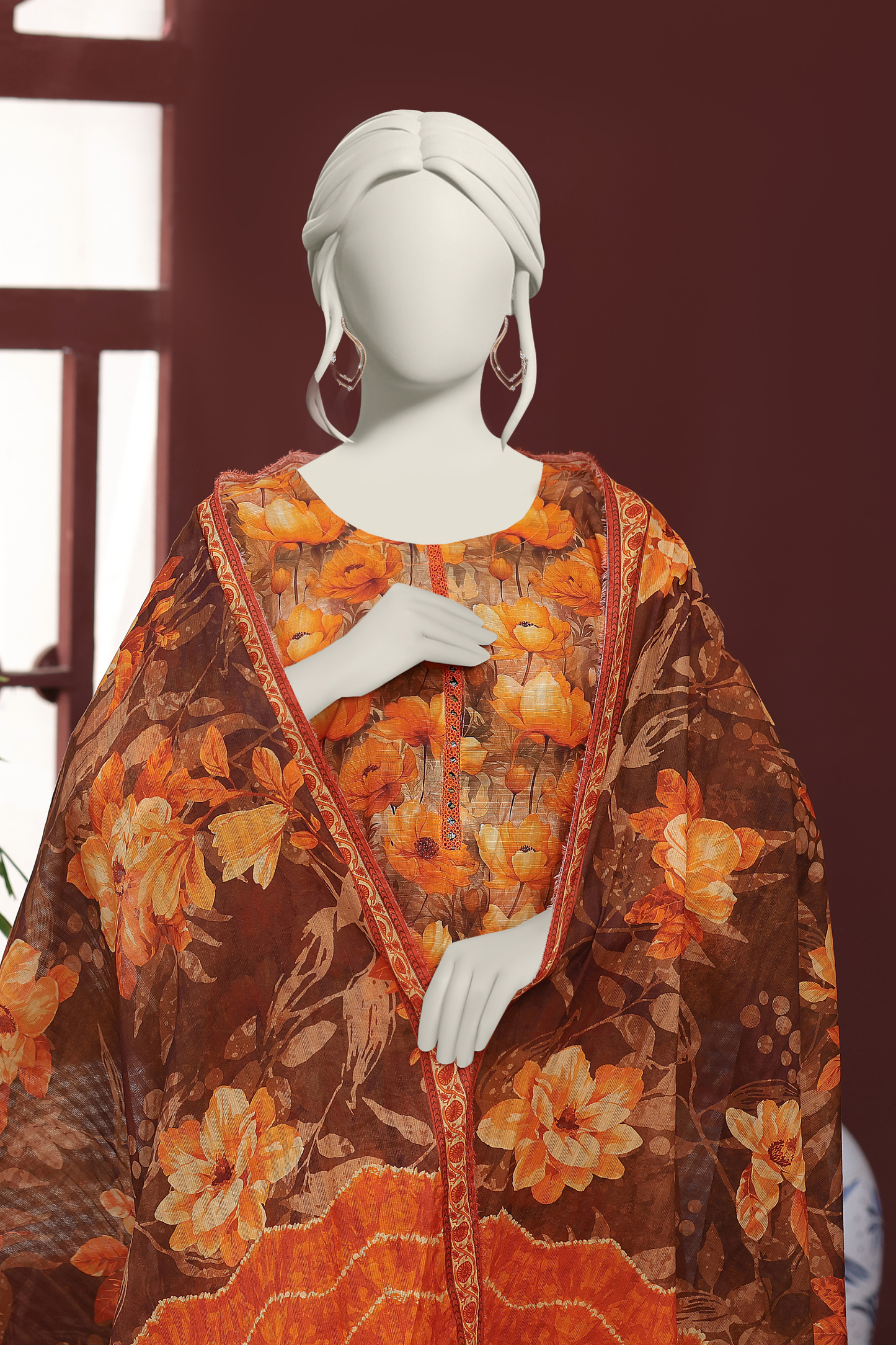 Almeerah Digital Printed Stripe Dora 3PC