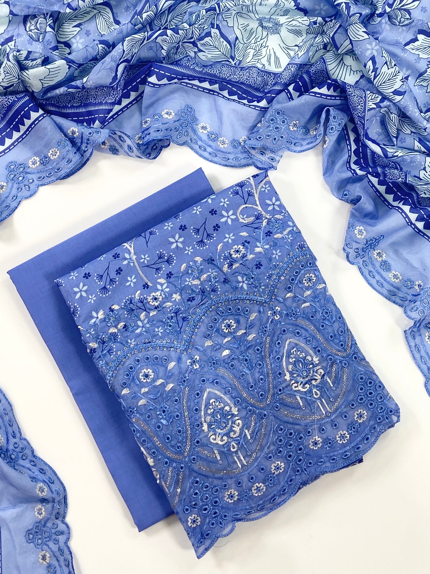 Almeerah By Anaya Noor Digital and Emb Lawn Laserkari Cutwork daman 3PC