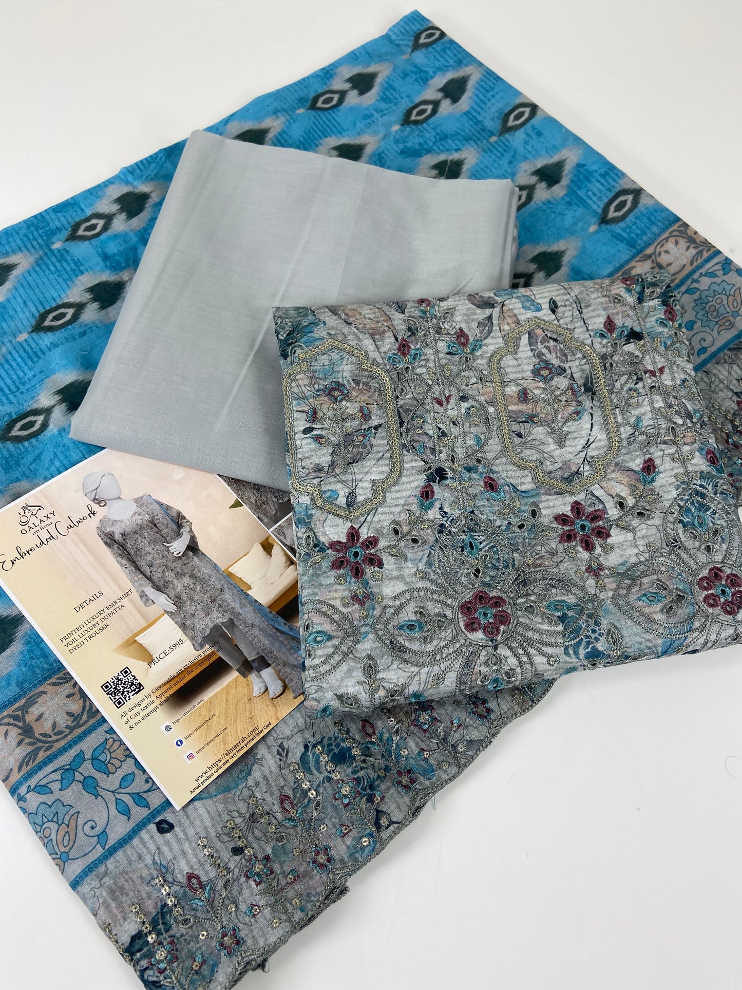 Almeerah Emb Lawn With Cutwork 3-PC
