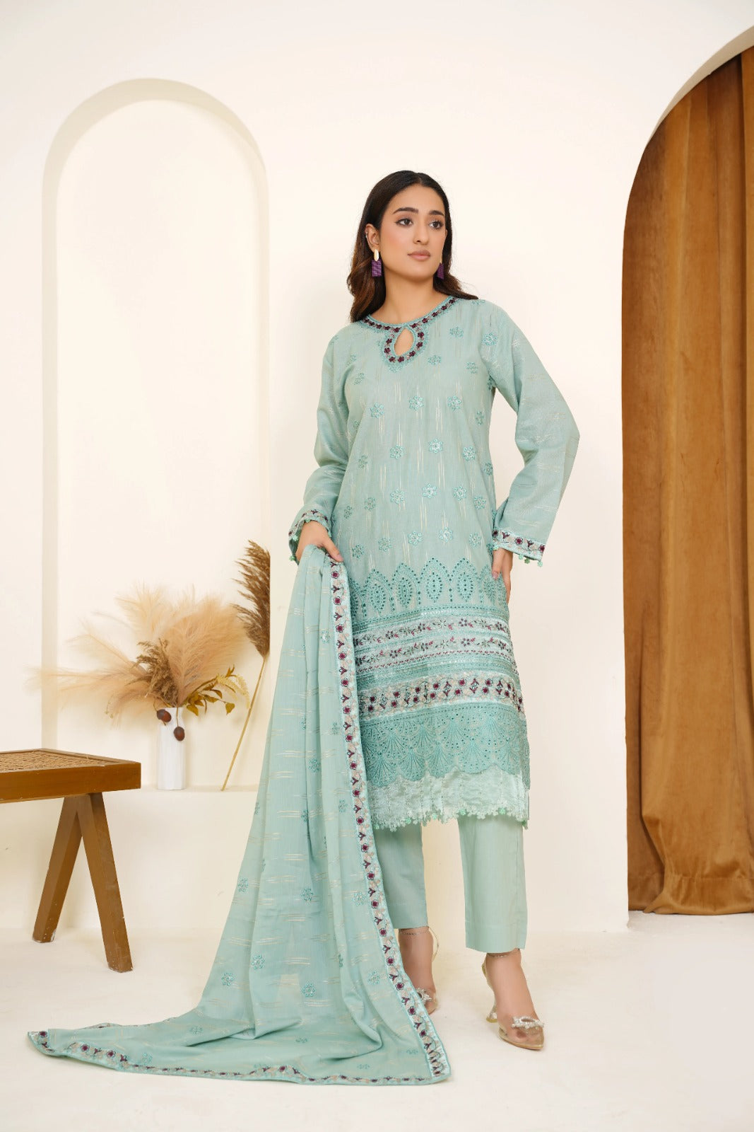 Meharbano By Anaya Noor Cambric Jacquard Emb 3PC