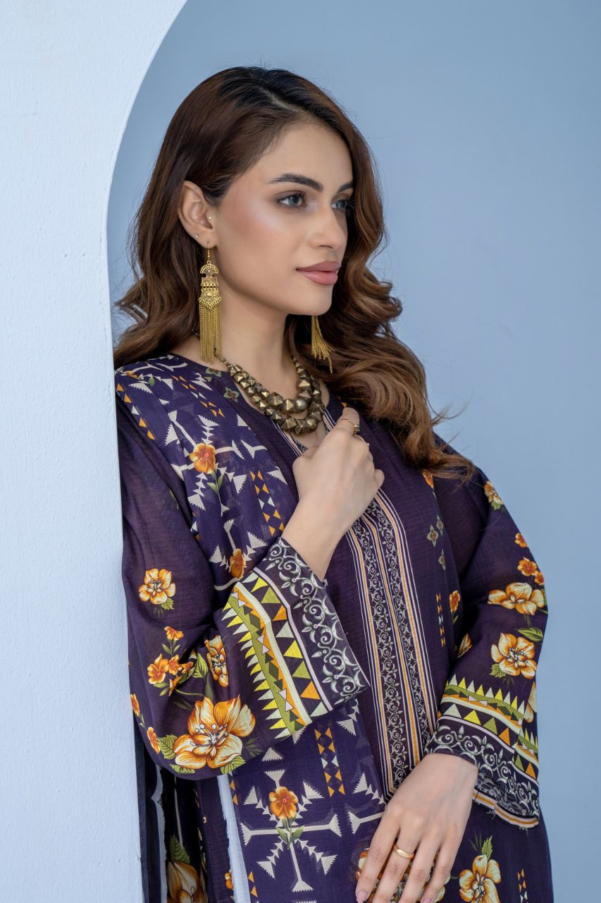 Mojo Berry By Marooj Printed Bana Dora Lawn 3PC