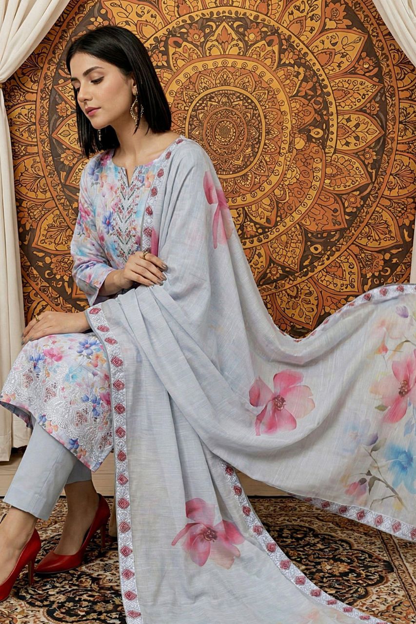 Elira By Tawakkal Digital Printed & Emb Lawn 3PC