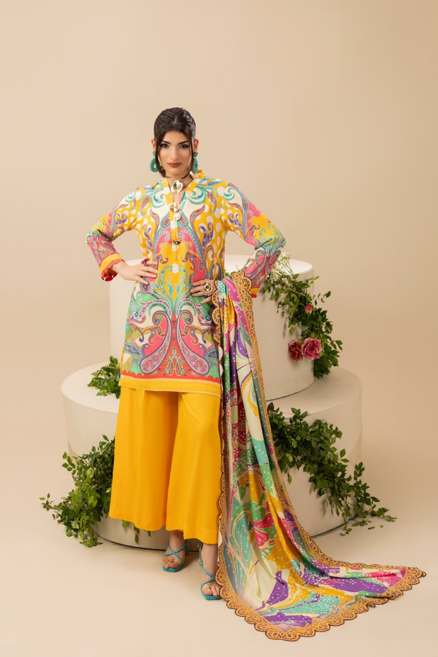 Paltar Printed Slub Linen 3PC