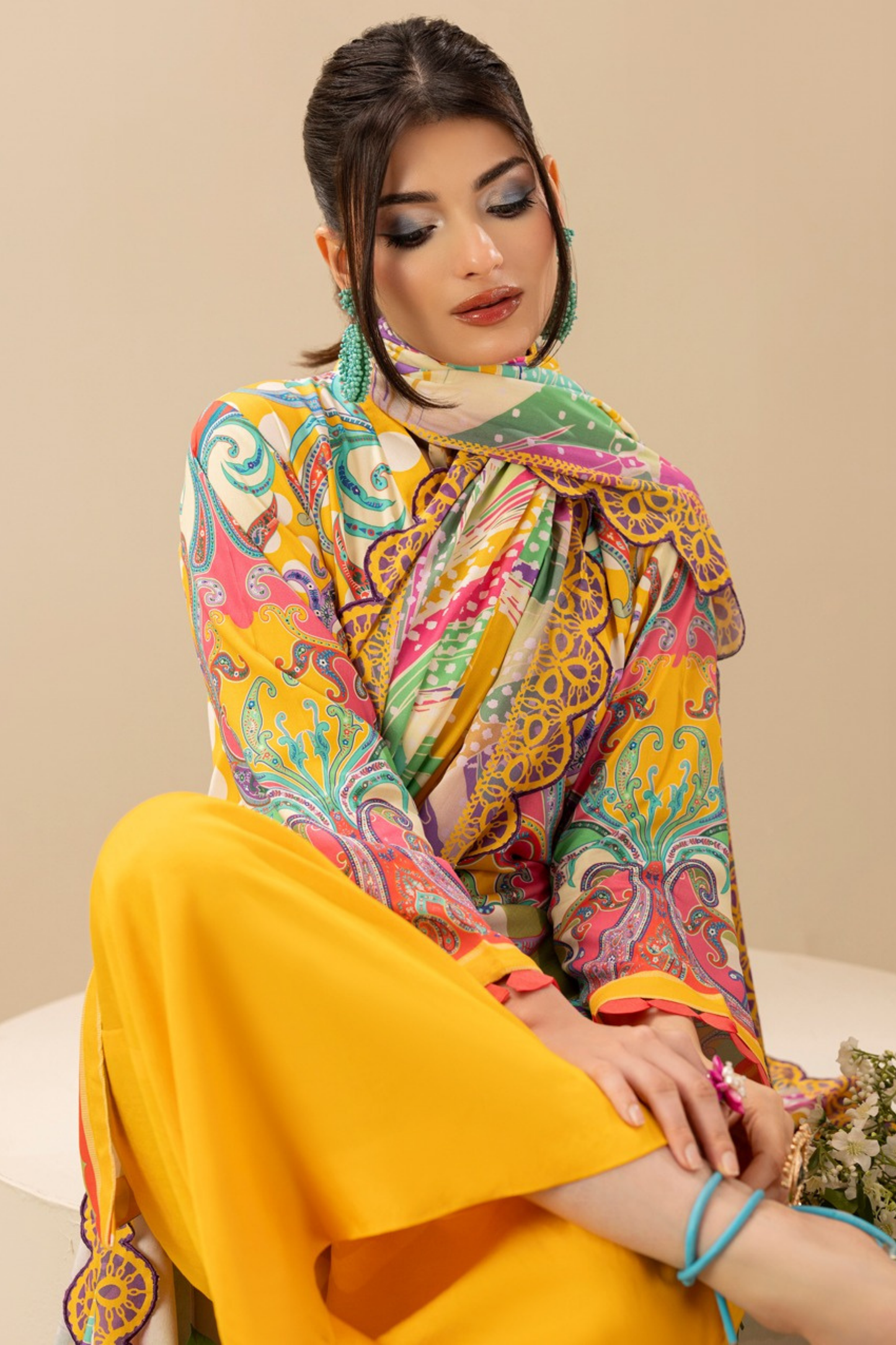 Paltar Printed Slub Linen 3PC