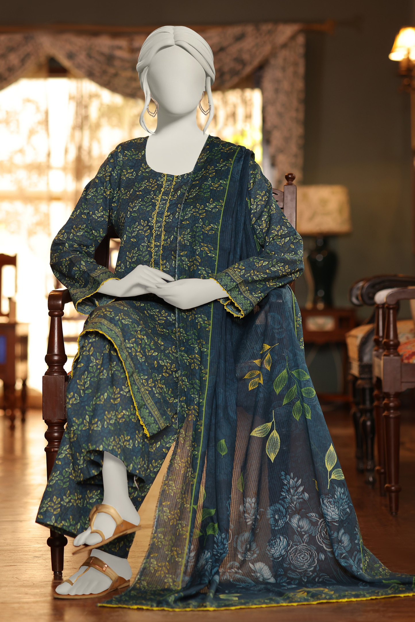 Almeerah Digital Printed Stripe Dora 3PC