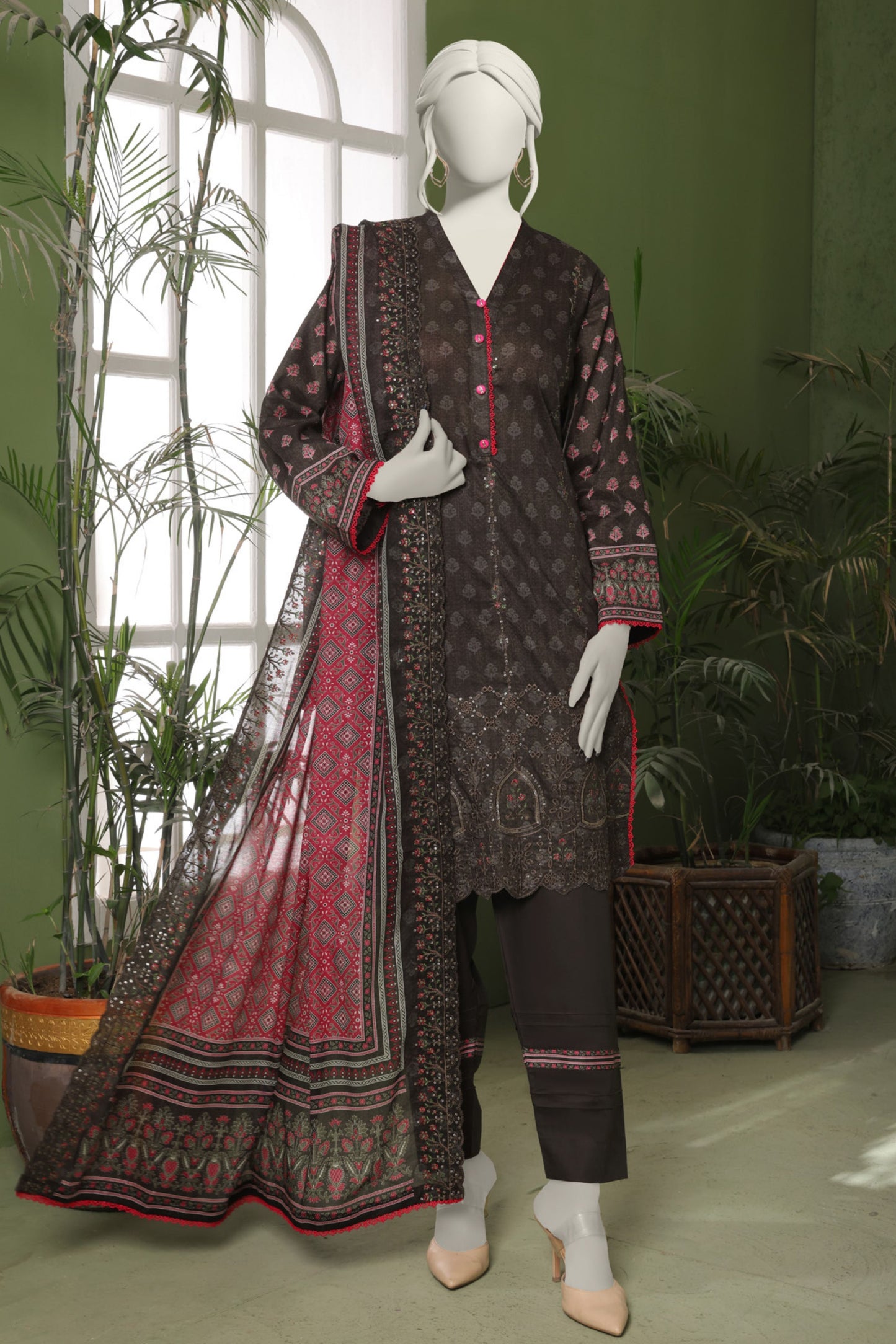 Almeerah Emb & Printed Lawn 3PC