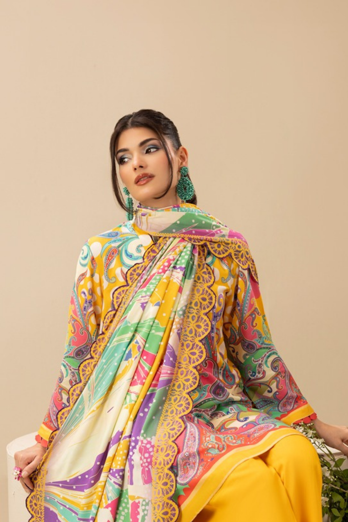 Paltar Printed Slub Linen 3PC