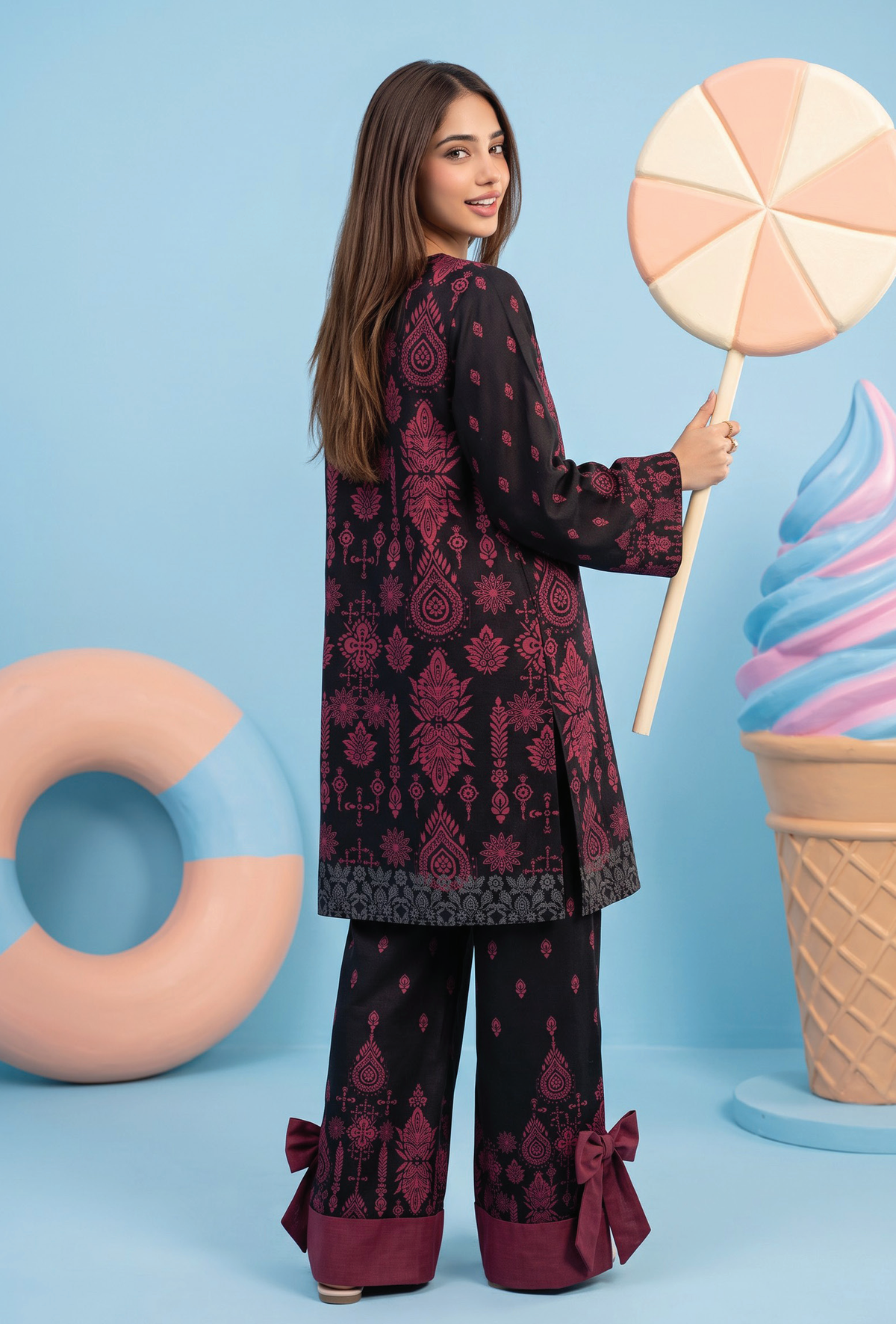 Zesh Winter Essential Printed Silk 2PC
