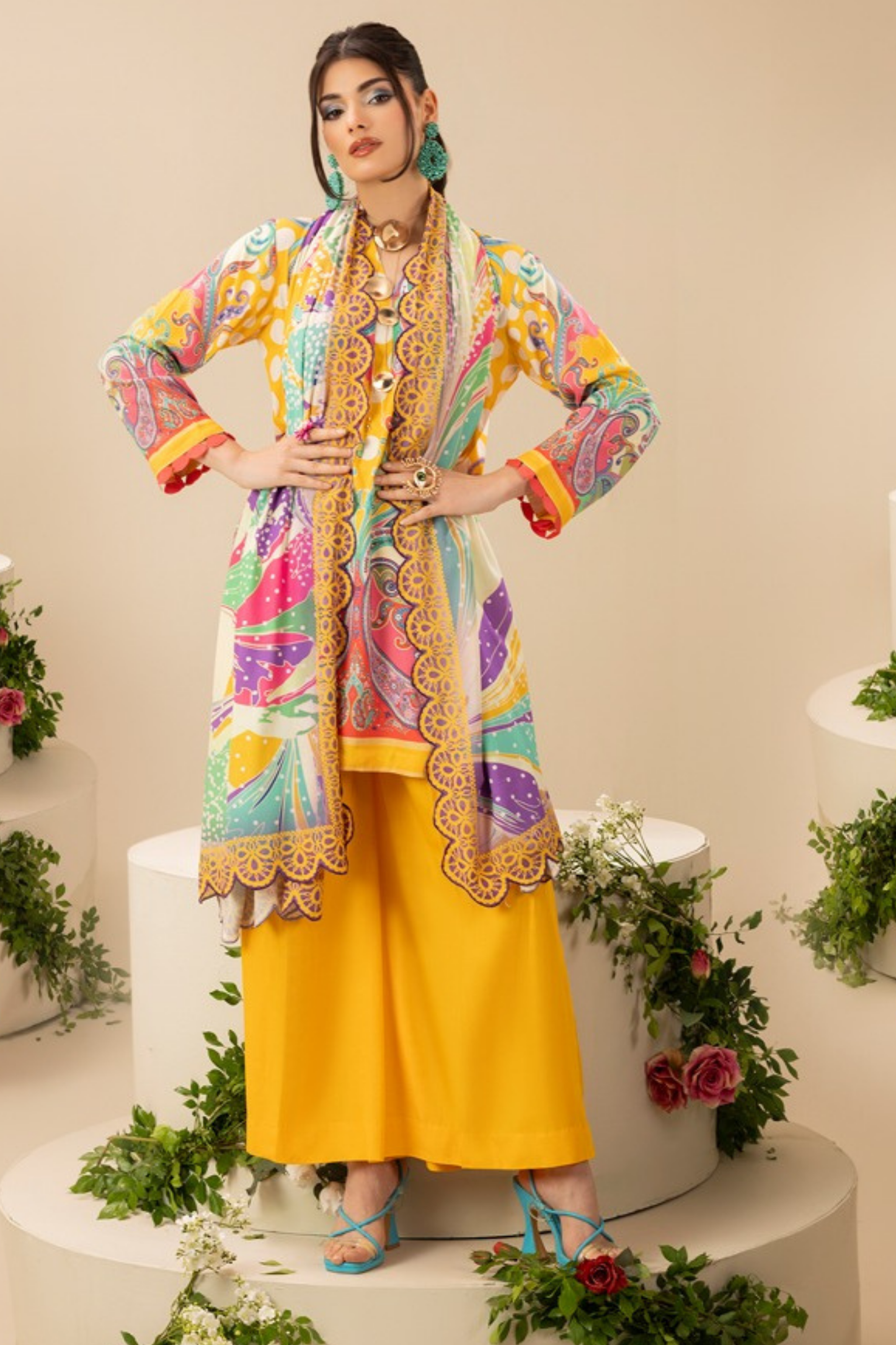 Paltar Printed Slub Linen 3PC