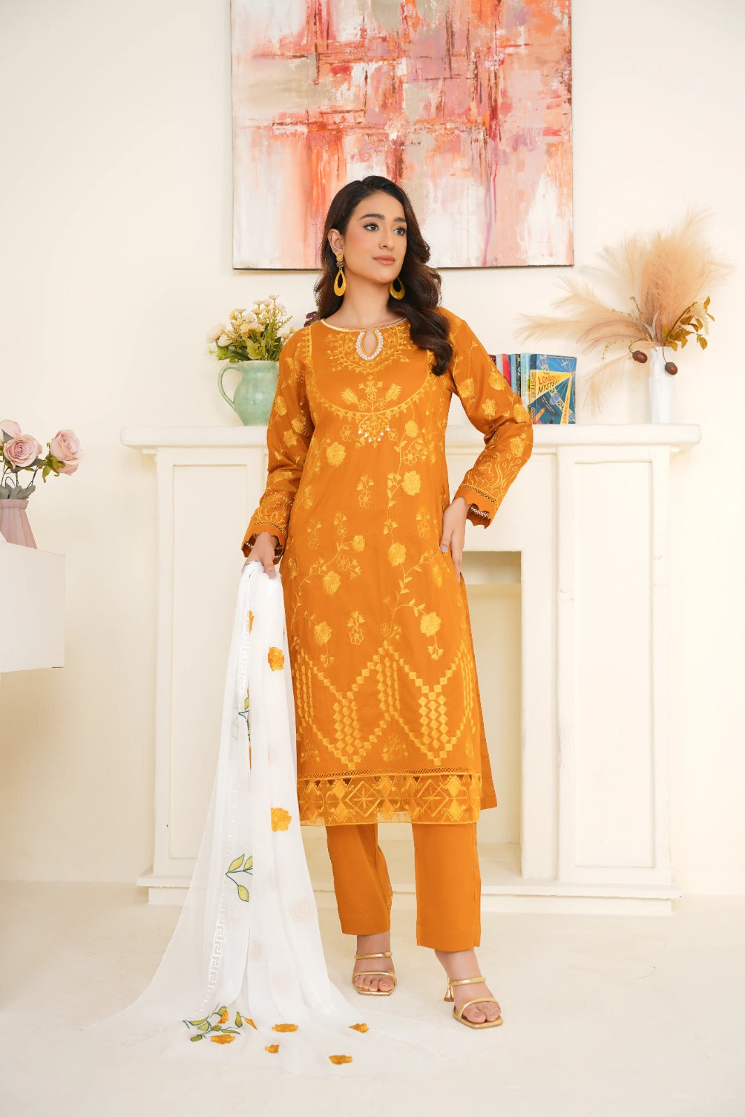 Charizma Cambric Embroidered 3PC