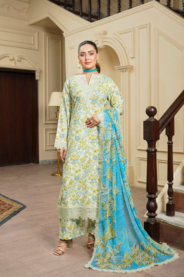 Moco By Anaya Noor Emb & Digital Printed Lawn 3PC