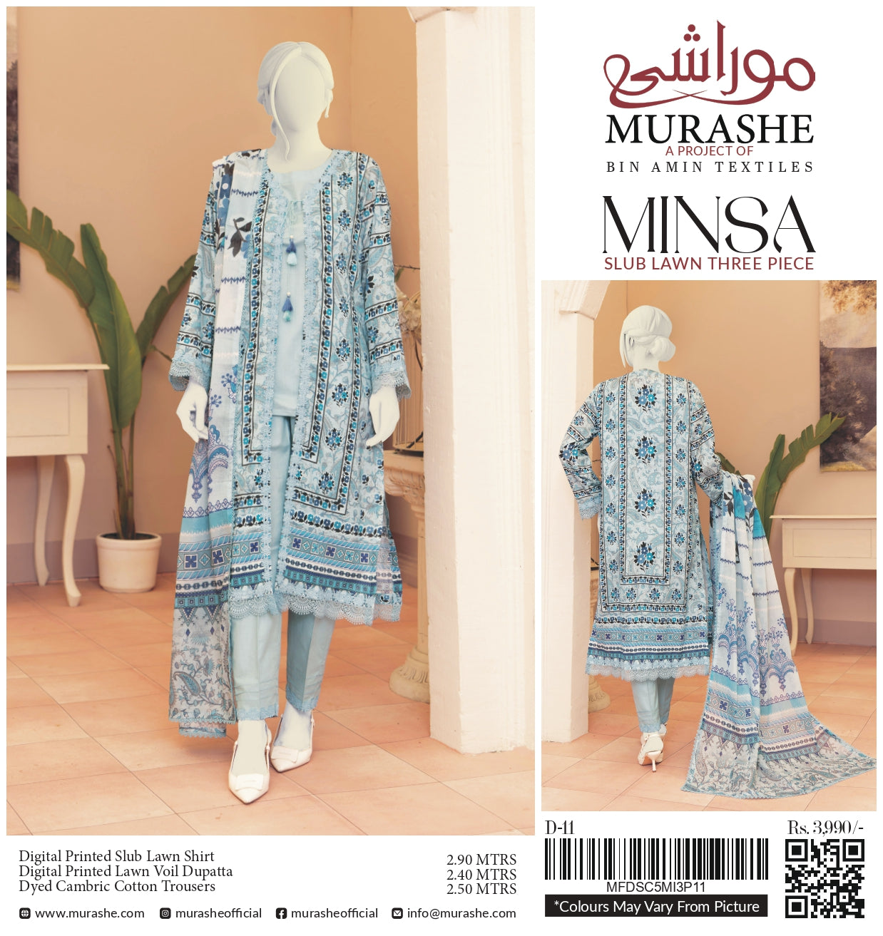 Minsa By Murashe Printed Lawn 3-PC