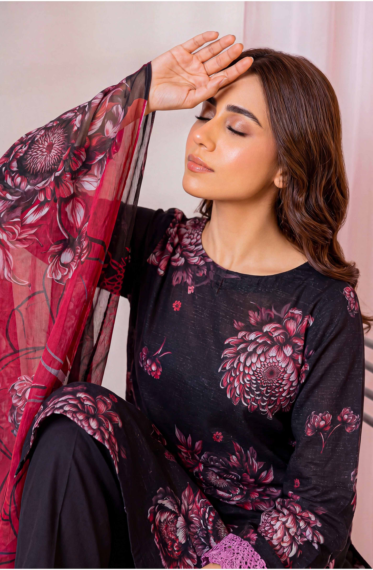Black Series By Anaya Noor Digital Printed Chamki Lawn 3PC