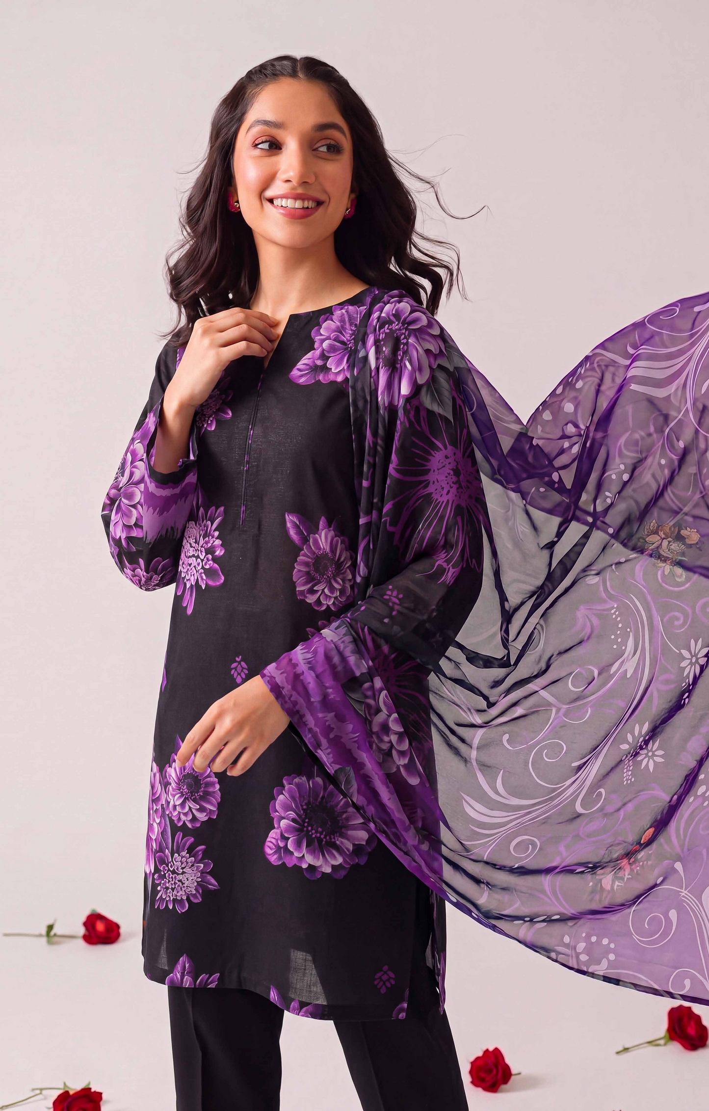 Black Series By Anaya Noor Digital Printed Chamki Lawn 3PC