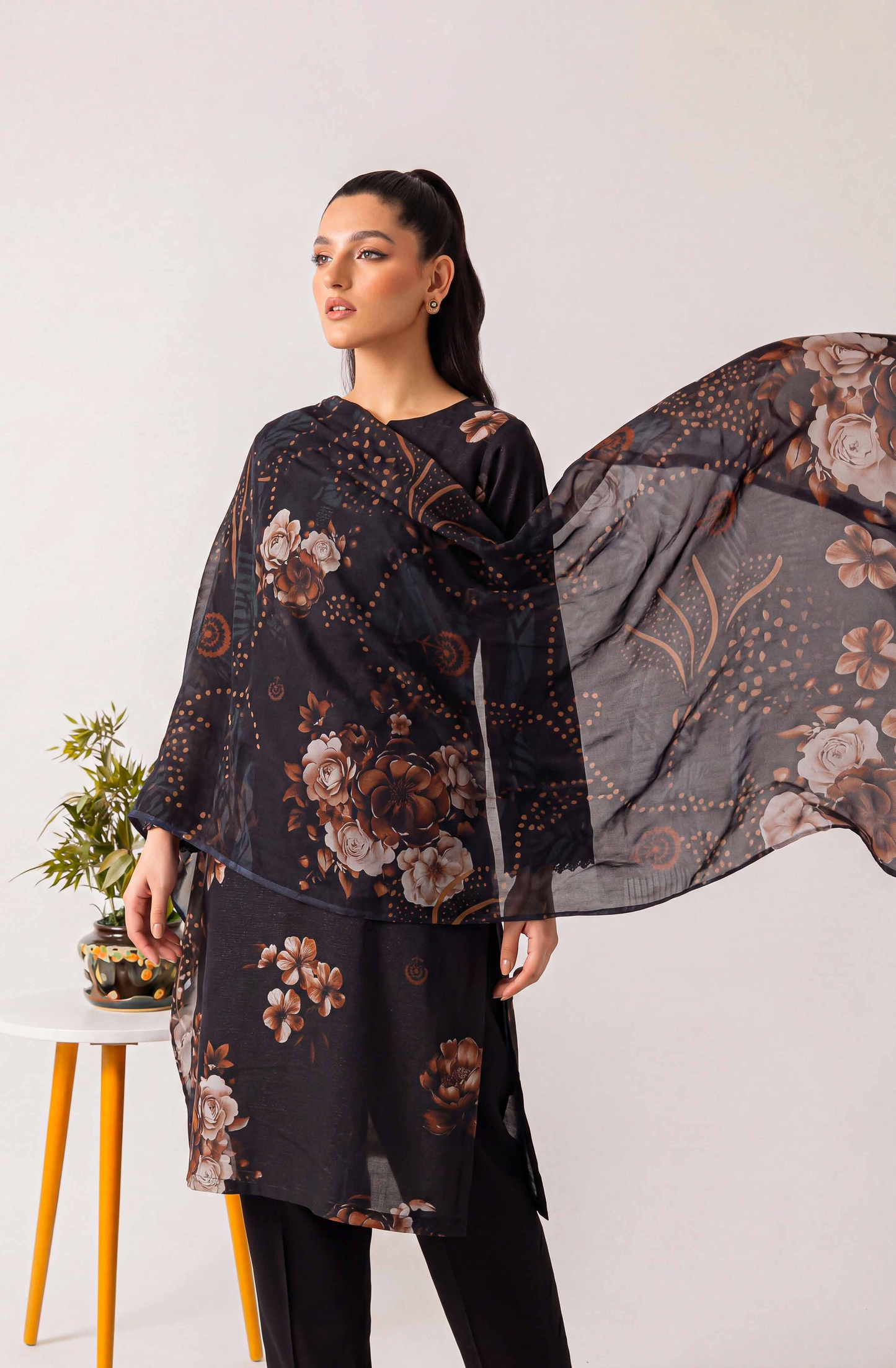 Black Series By Anaya Noor Digital Printed Chamki Lawn 3PC