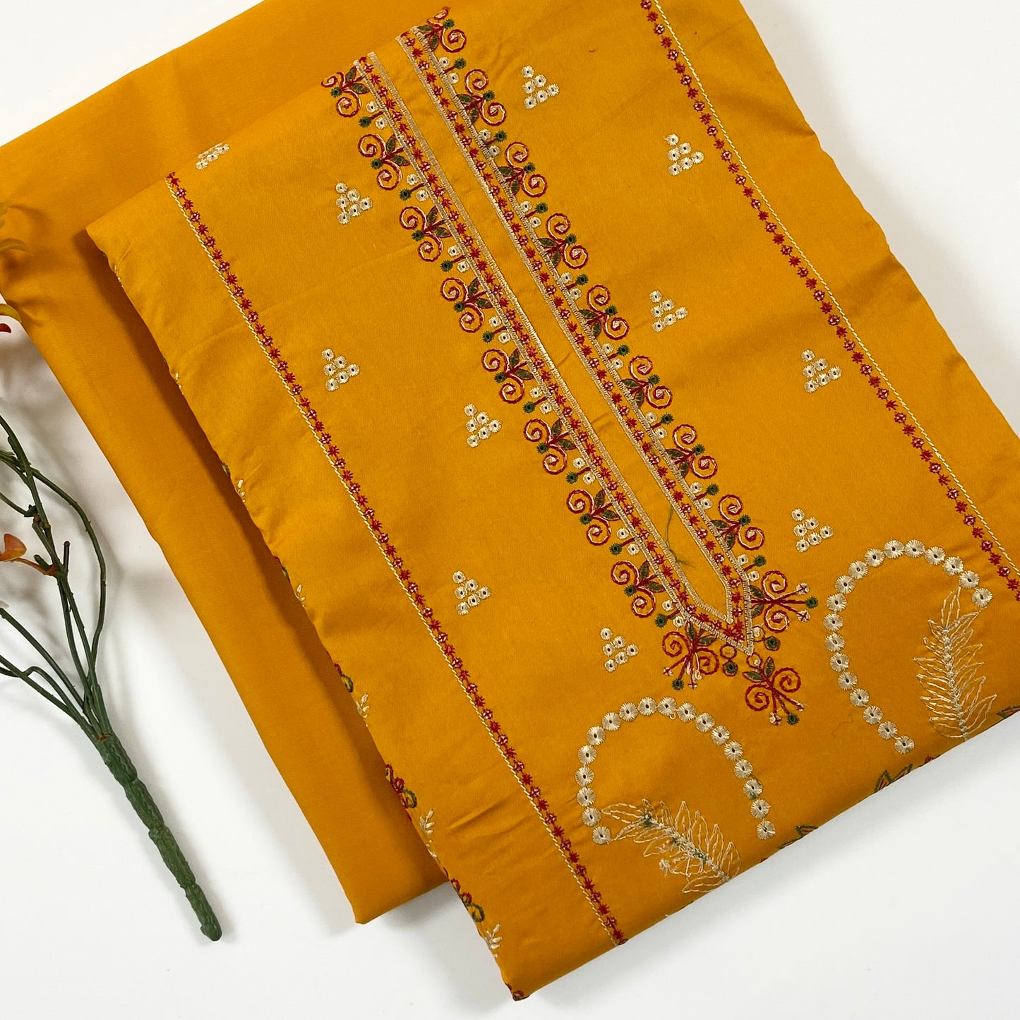 Ethnic Plain Emb Shirt & Trouser Lawn 2PC