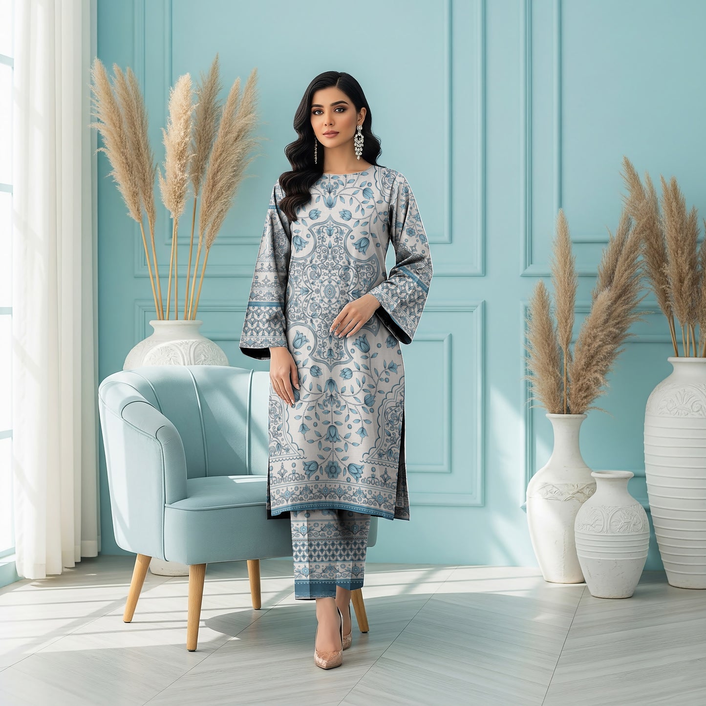 Anaya Noor Printed Lawn Co-ard Set 2PC