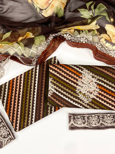 Maria B Embroiderd & Digital Printed Lawn 3PC