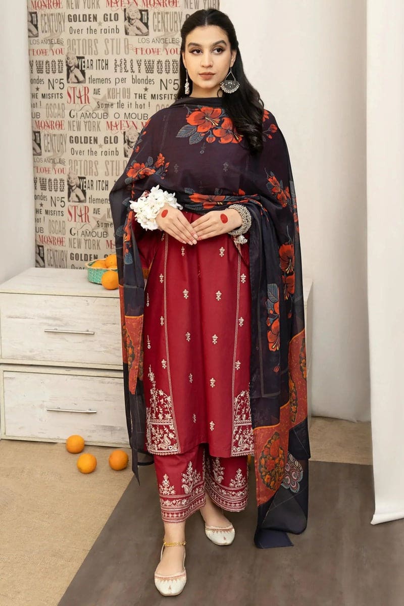 Zara Shahjahan Print Emb Lawn 3-PC