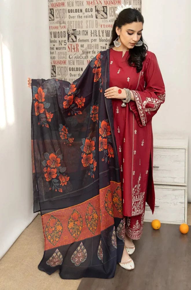 Zara Shahjahan Print Emb Lawn 3-PC