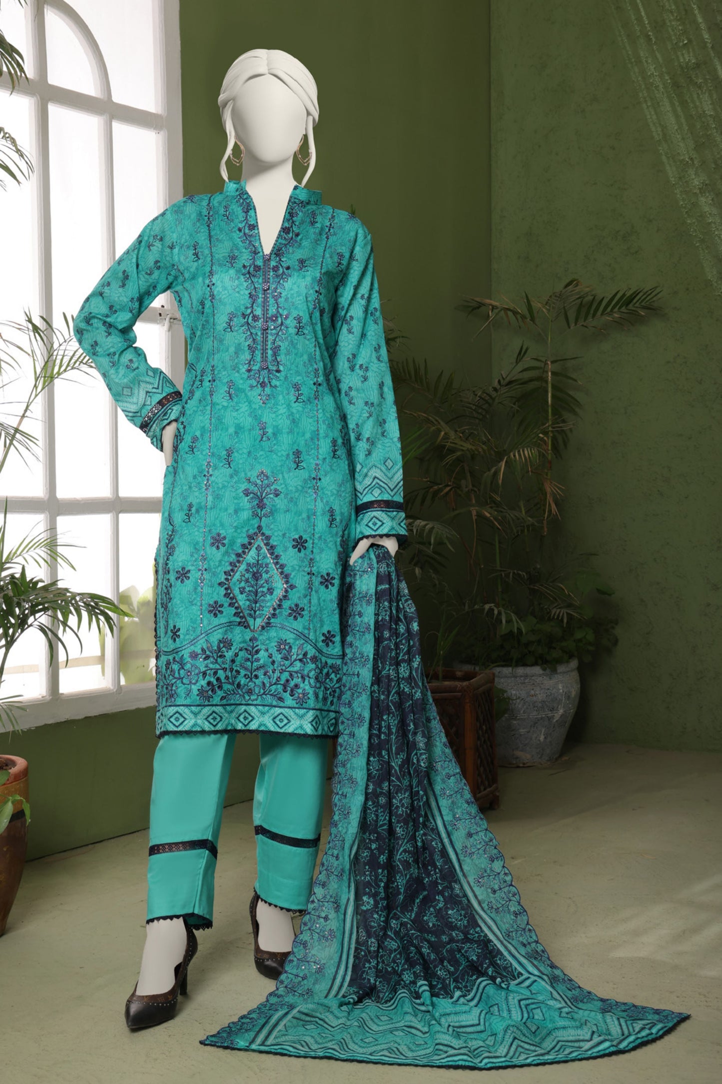 Almeerah Emb & Printed Lawn 3PC