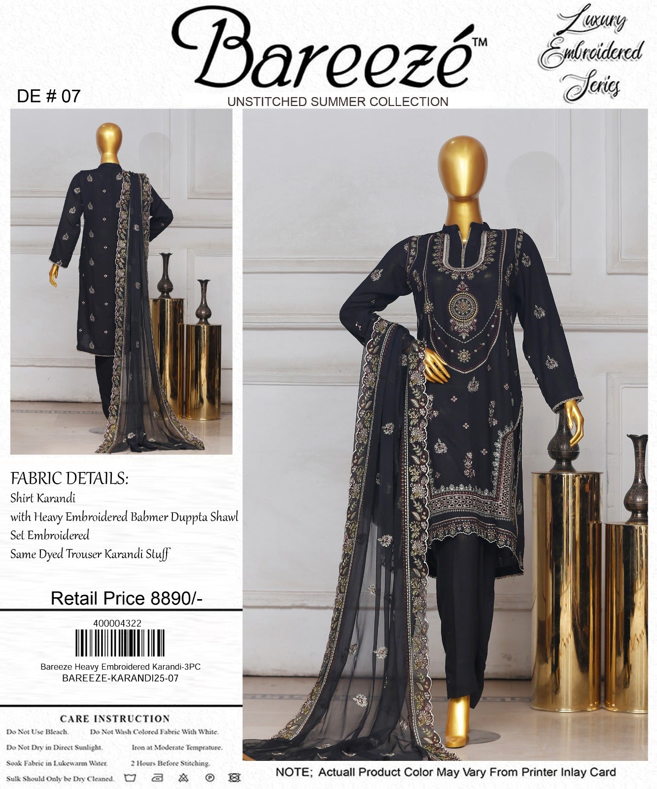 Bareeze Heavy Embroidered Karandi 3-PC
