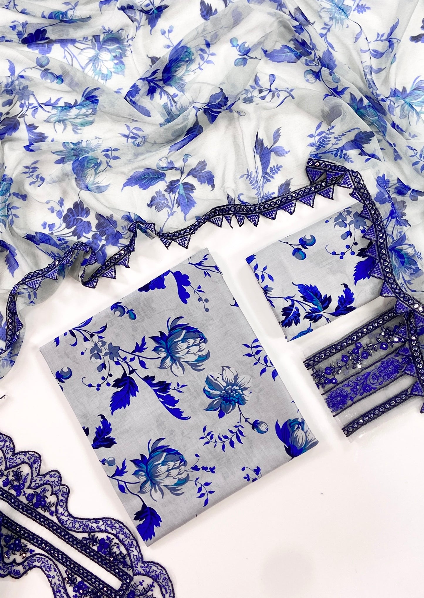 Aneelas Digital Printed Lawn With Emb Patches 3PC