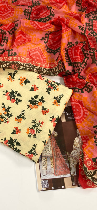 Almeerah Digital Printed Stripe Dora 3PC