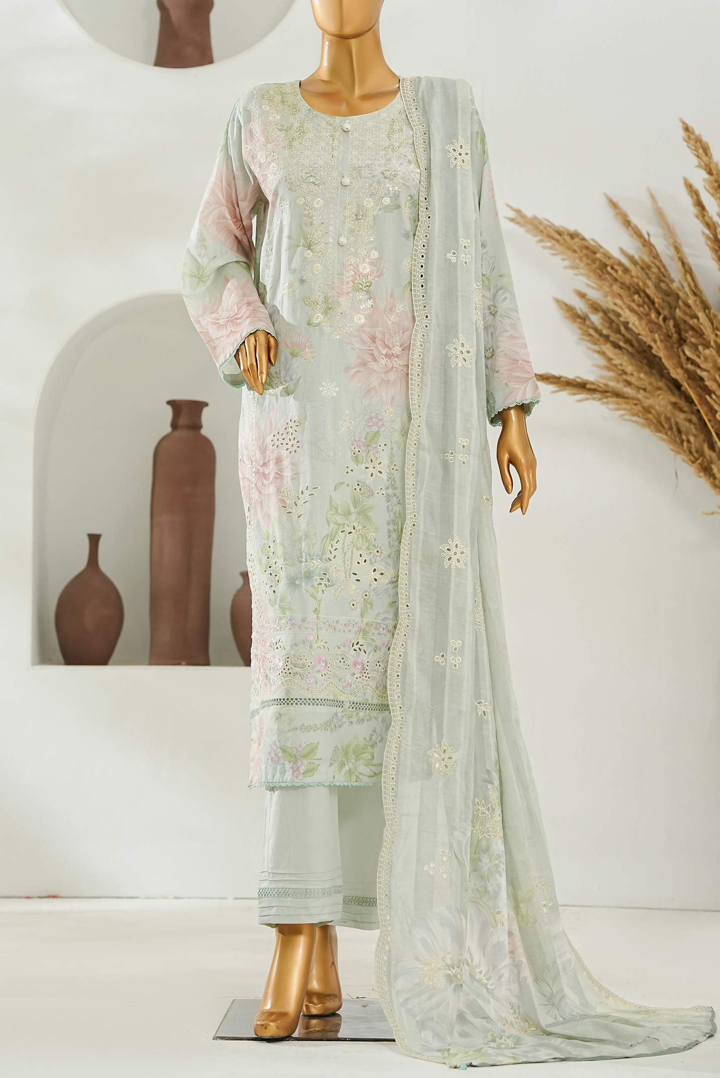 Aifa Digital Printed & Embroidered Lawn 3PC