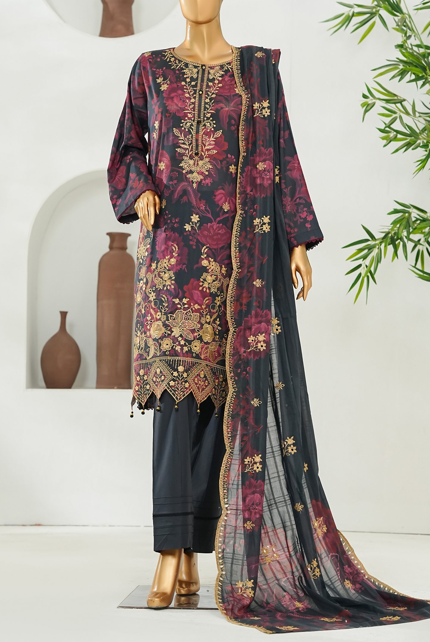 Aifa Digital Printed & Embroidered Lawn 3PC