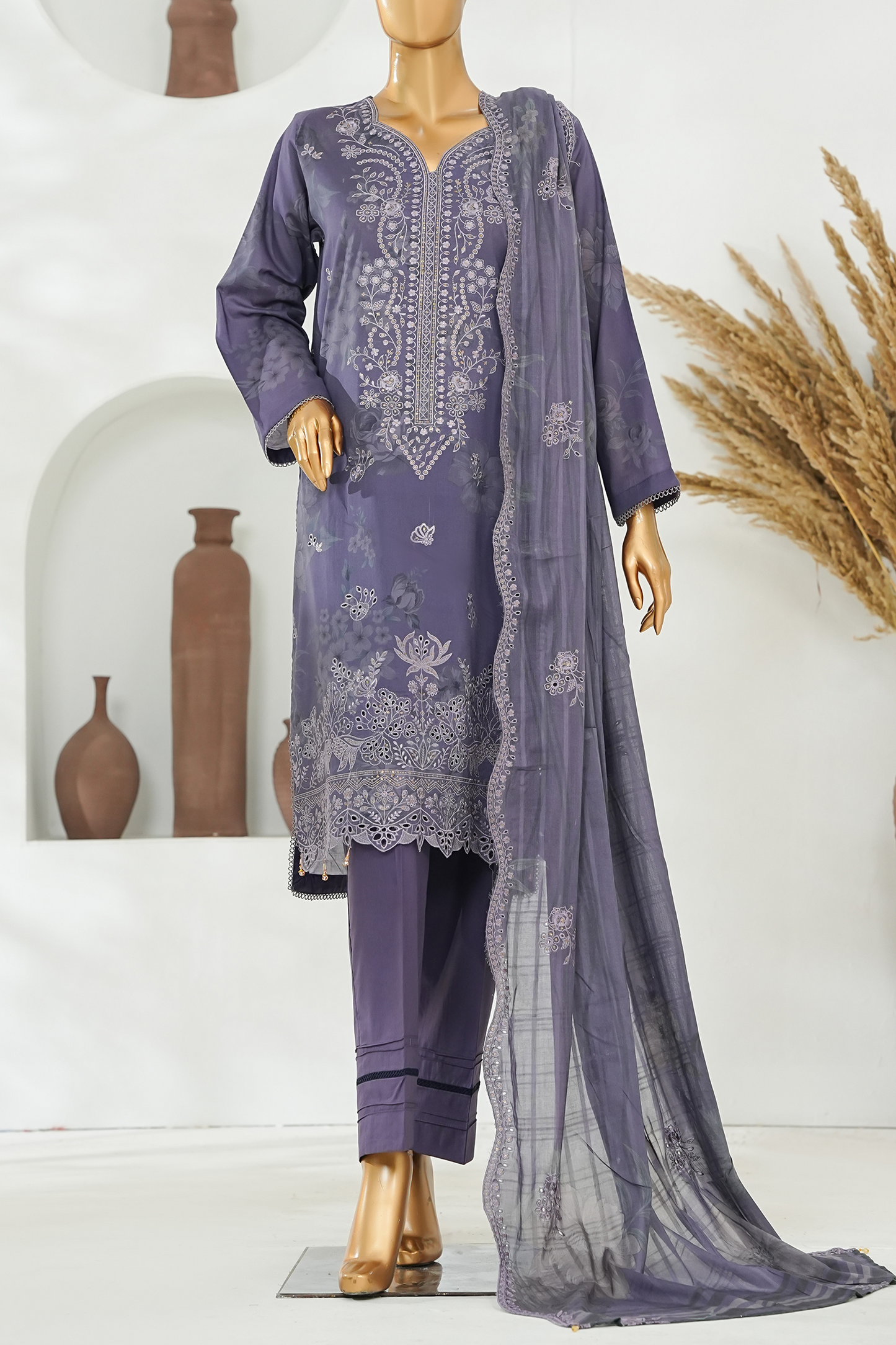 Aifa Digital Printed & Embroidered Lawn 3PC