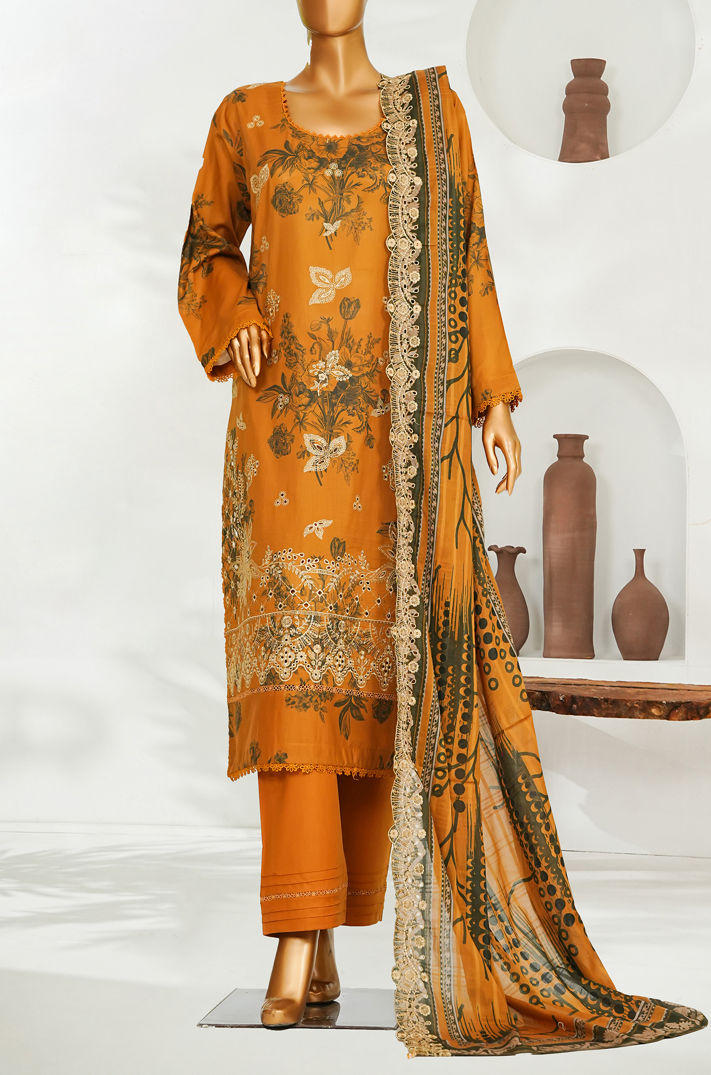 Aifa Digital Printed & Embroidered Lawn 3PC